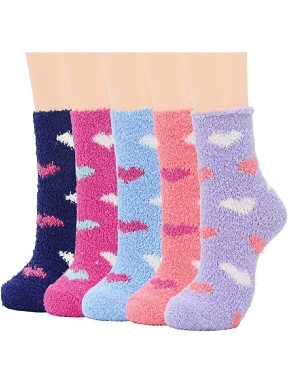 𝅺5 Pairs Luxury Soft Fluffy Fuzzy Socks Warm Winter Fall Thick Cozy Sleep NWT
